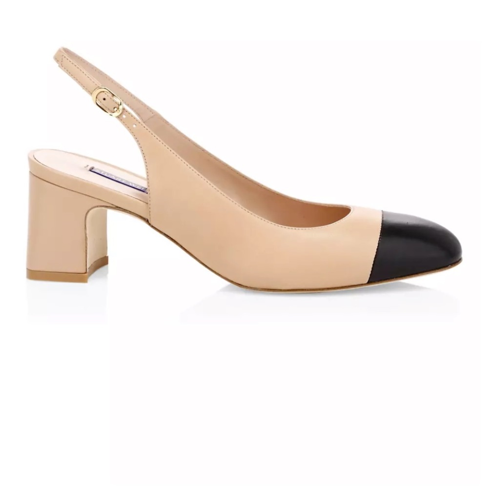 Stuart Weitzman Beige and Black Block Heels